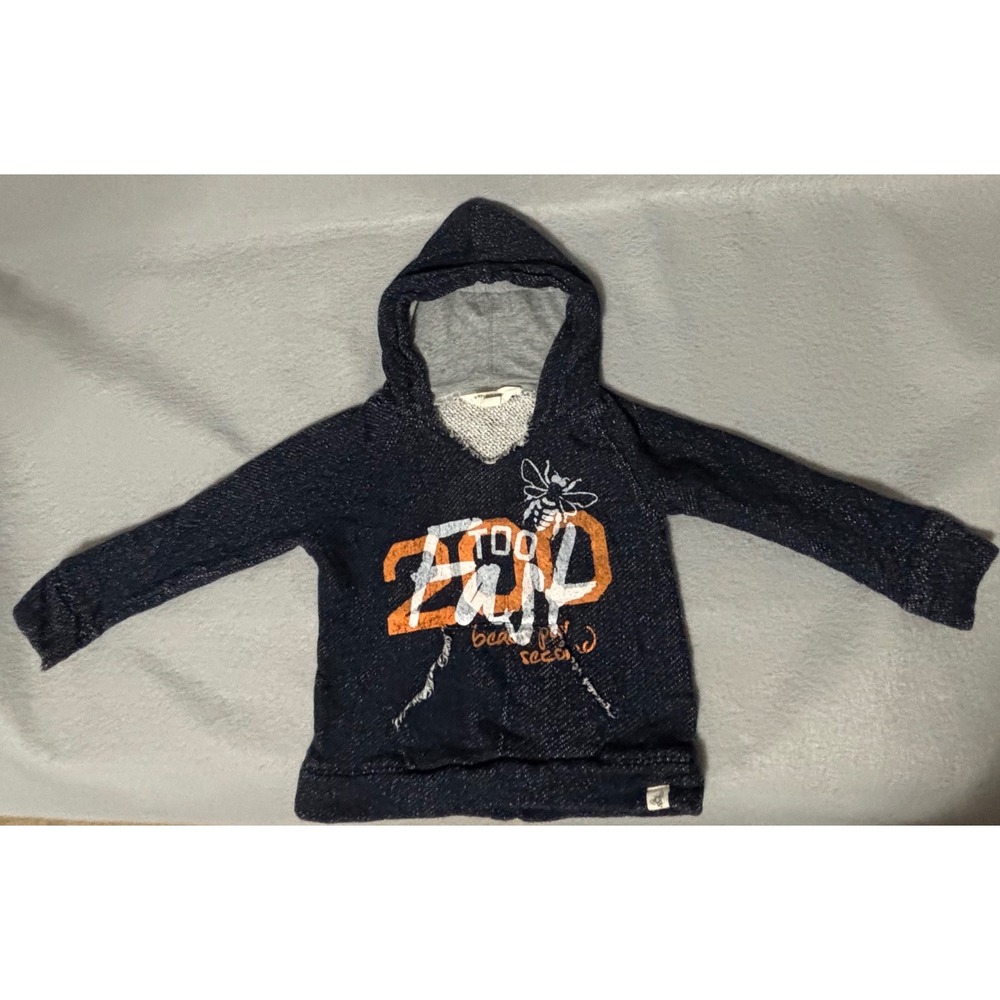 Burts Bees Baby Boys Navy Blue Organic Cotton Bee Graphic Hoodie 24 Months